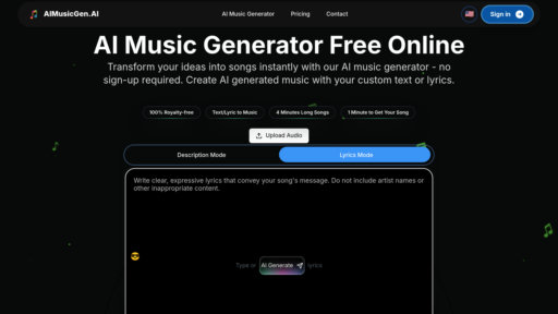 AIMusicGen.ai preview