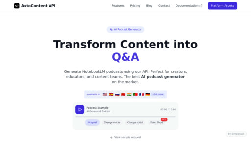 AutoContent API preview
