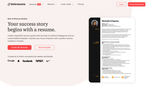 Kickresume preview