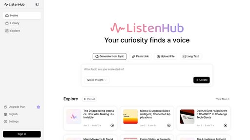ListenHub preview
