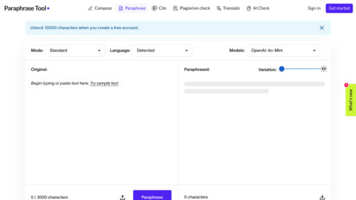 Paraphrase Tool preview