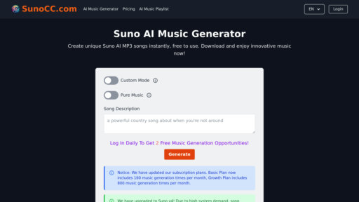 SunoCC AI preview