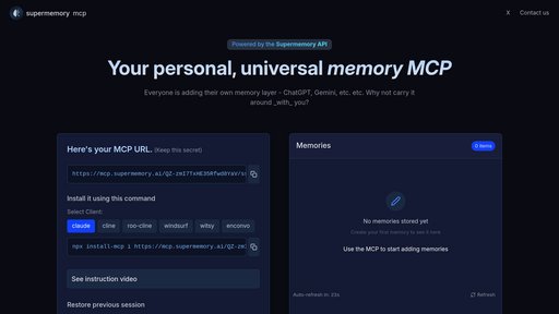 Supermemory MCP preview