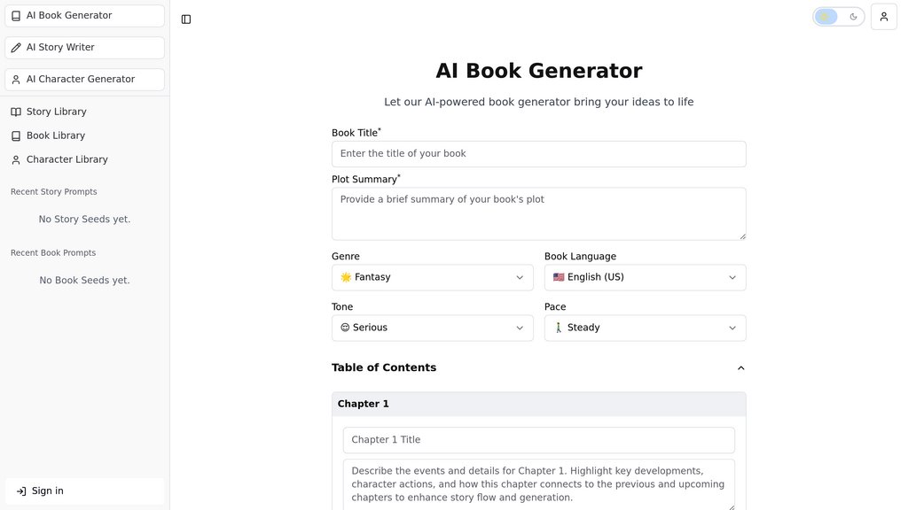 AI Book Generator preview