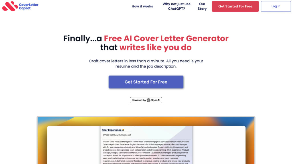 Cover Letter Copilot preview