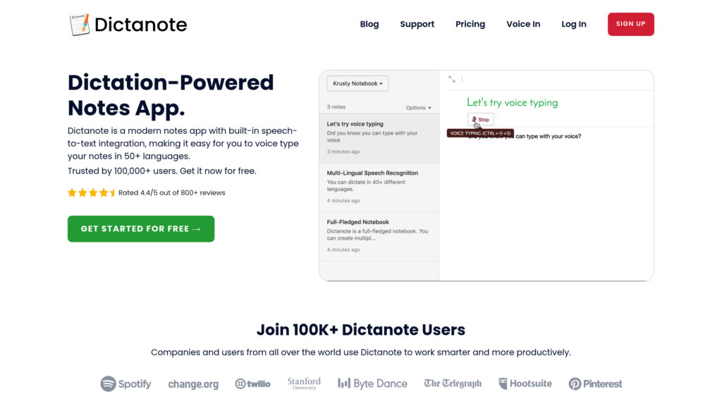 Dictanote preview