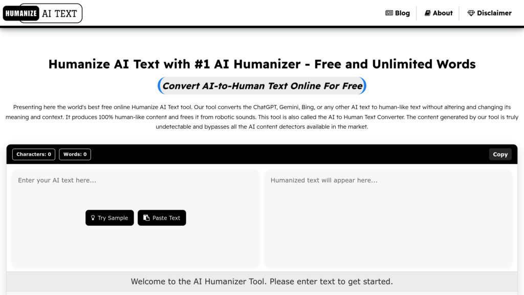 Humanize AI Text preview
