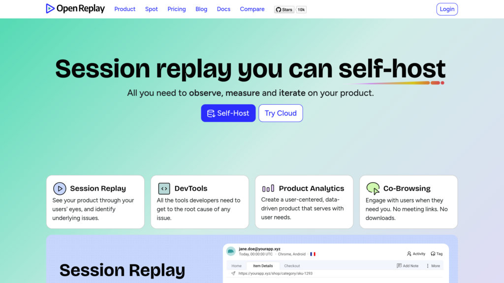 OpenReplay preview