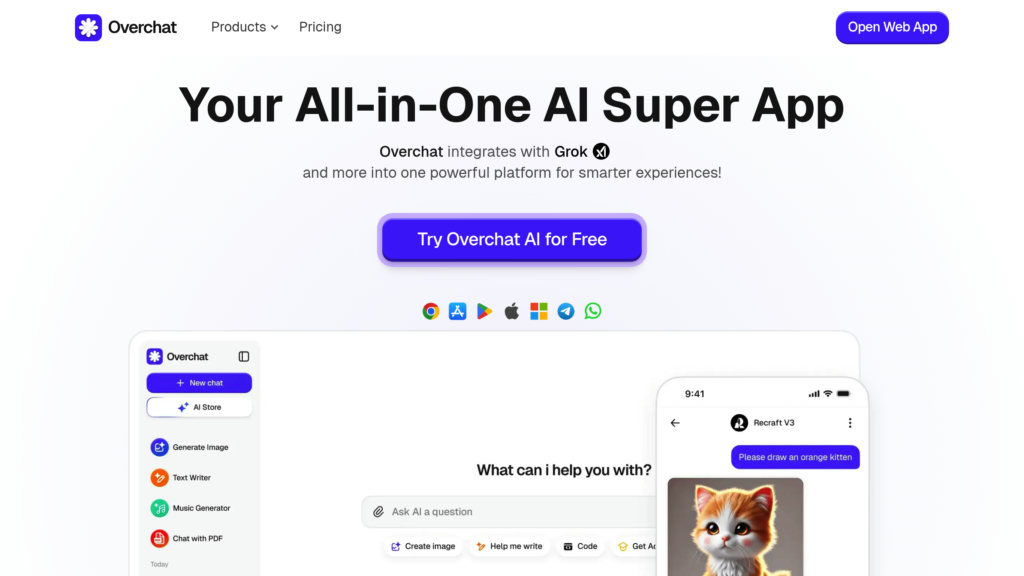 Overchat AI preview