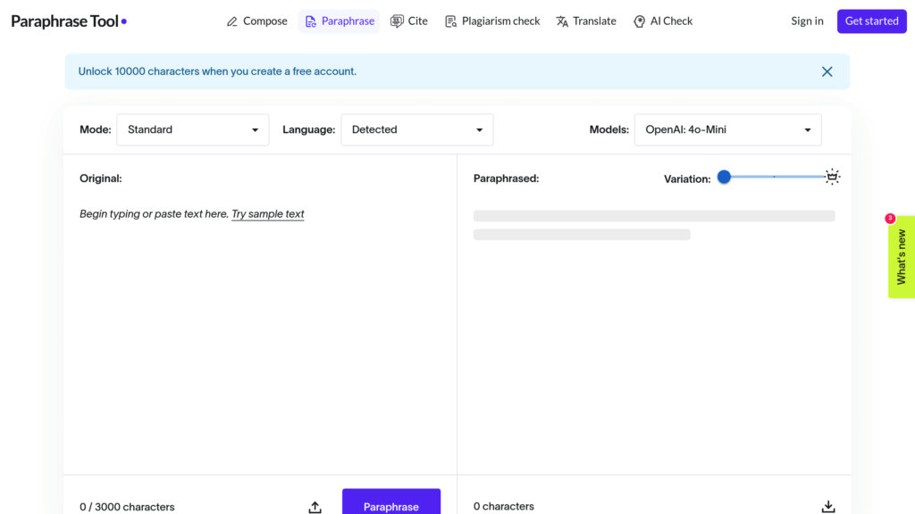 Paraphrase Tool preview