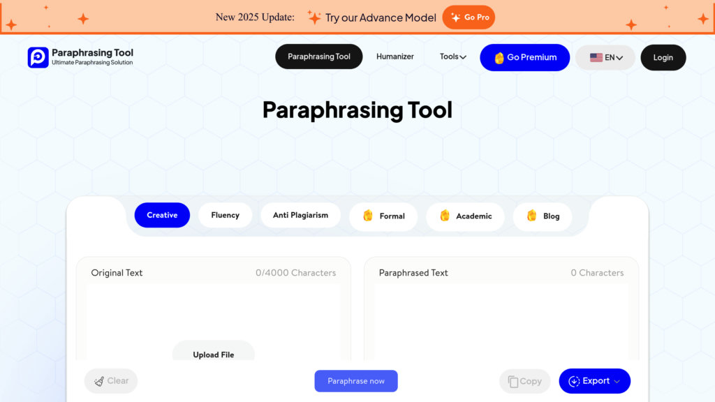 Paraphrasing Tool AI preview