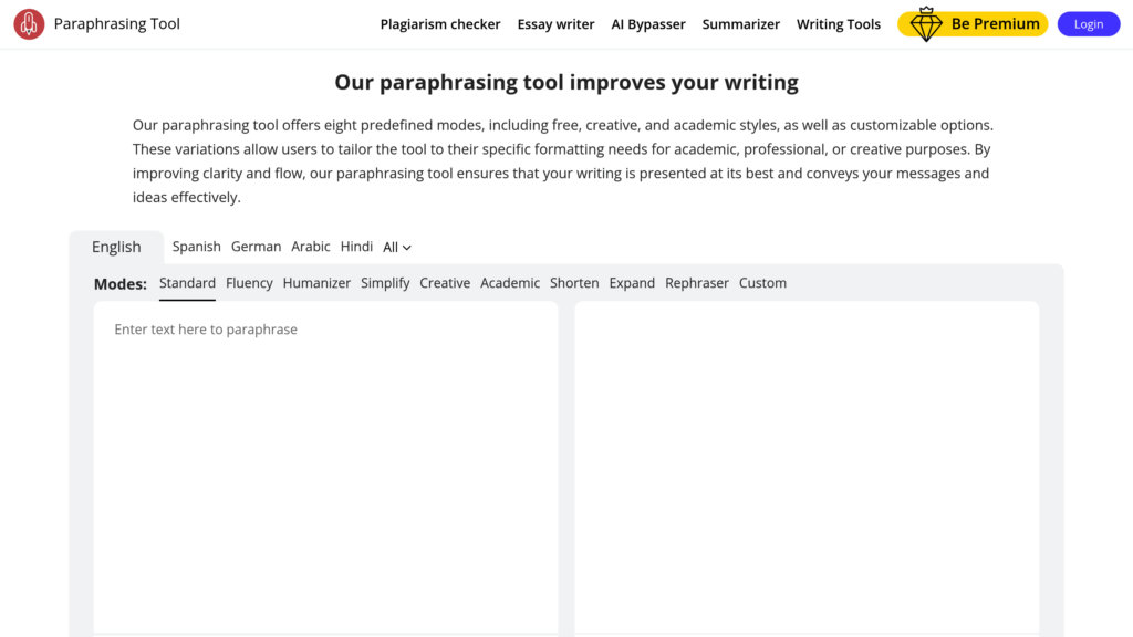 Paraphrasing Tool AI preview