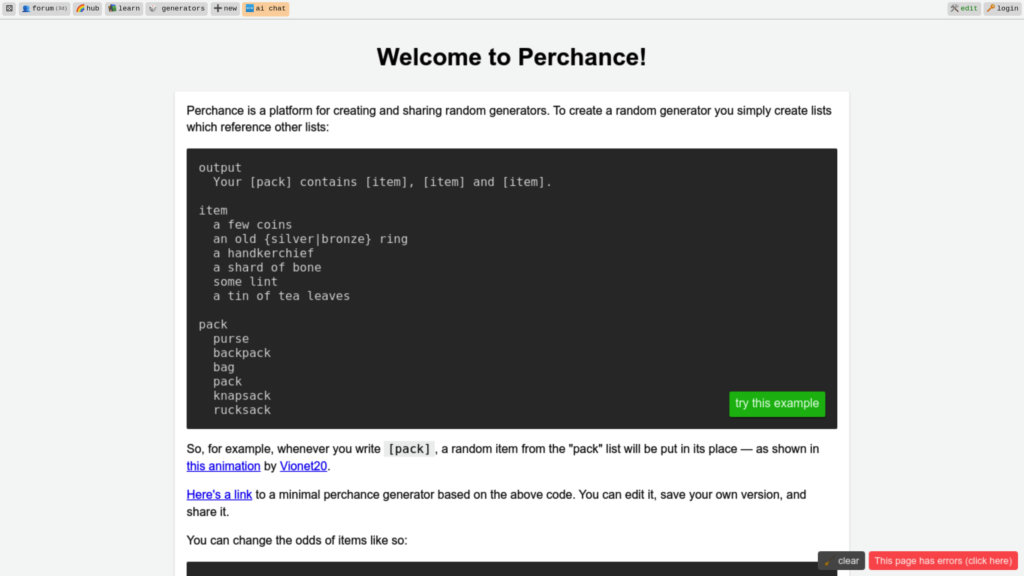 Perchance preview