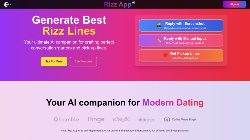 Rizz App AI preview