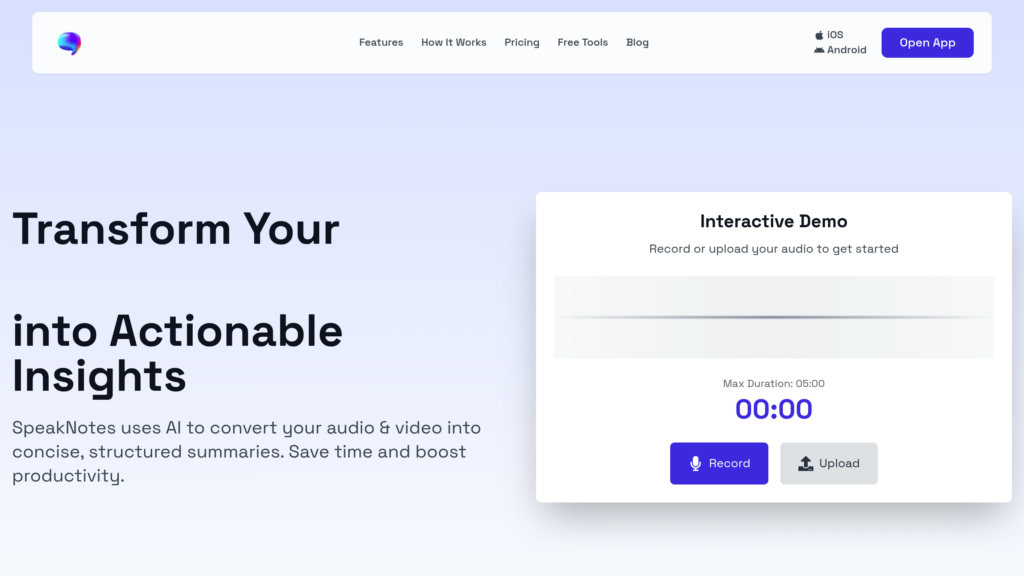 SpeakNotes preview