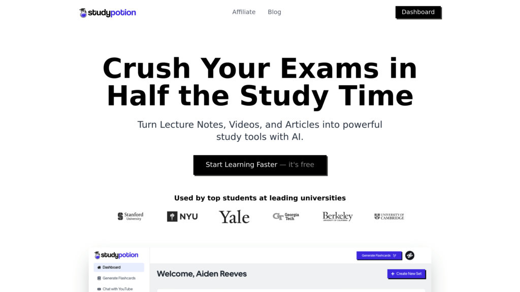 Study Potion AI preview