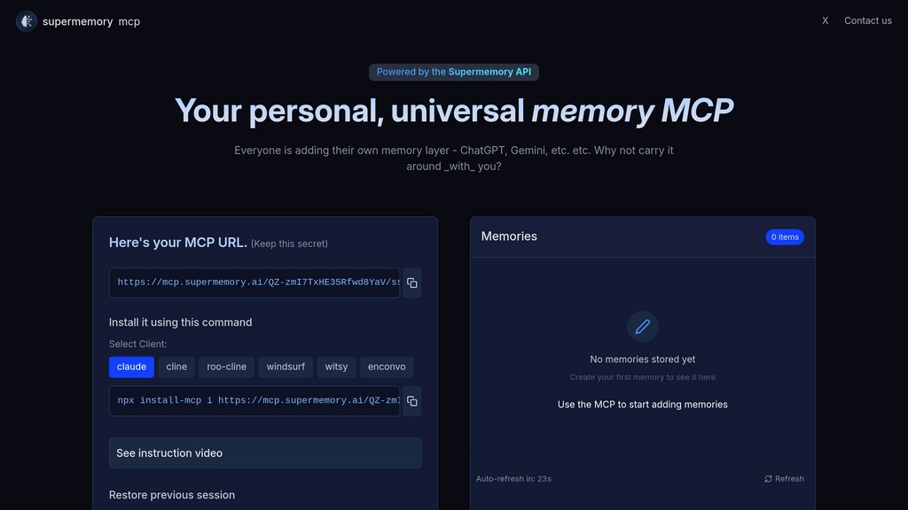 Supermemory MCP preview