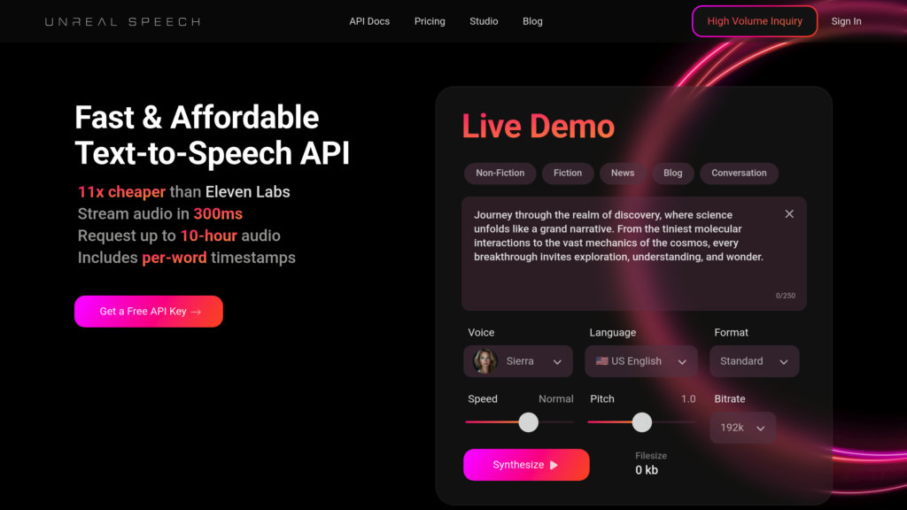 Unreal Speech preview