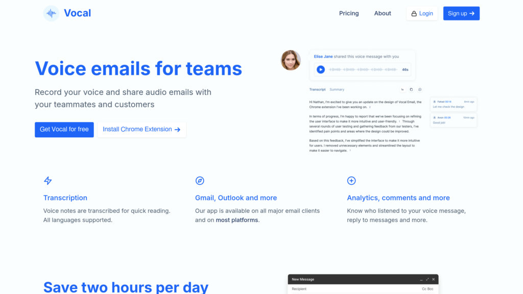 Vocal.email preview